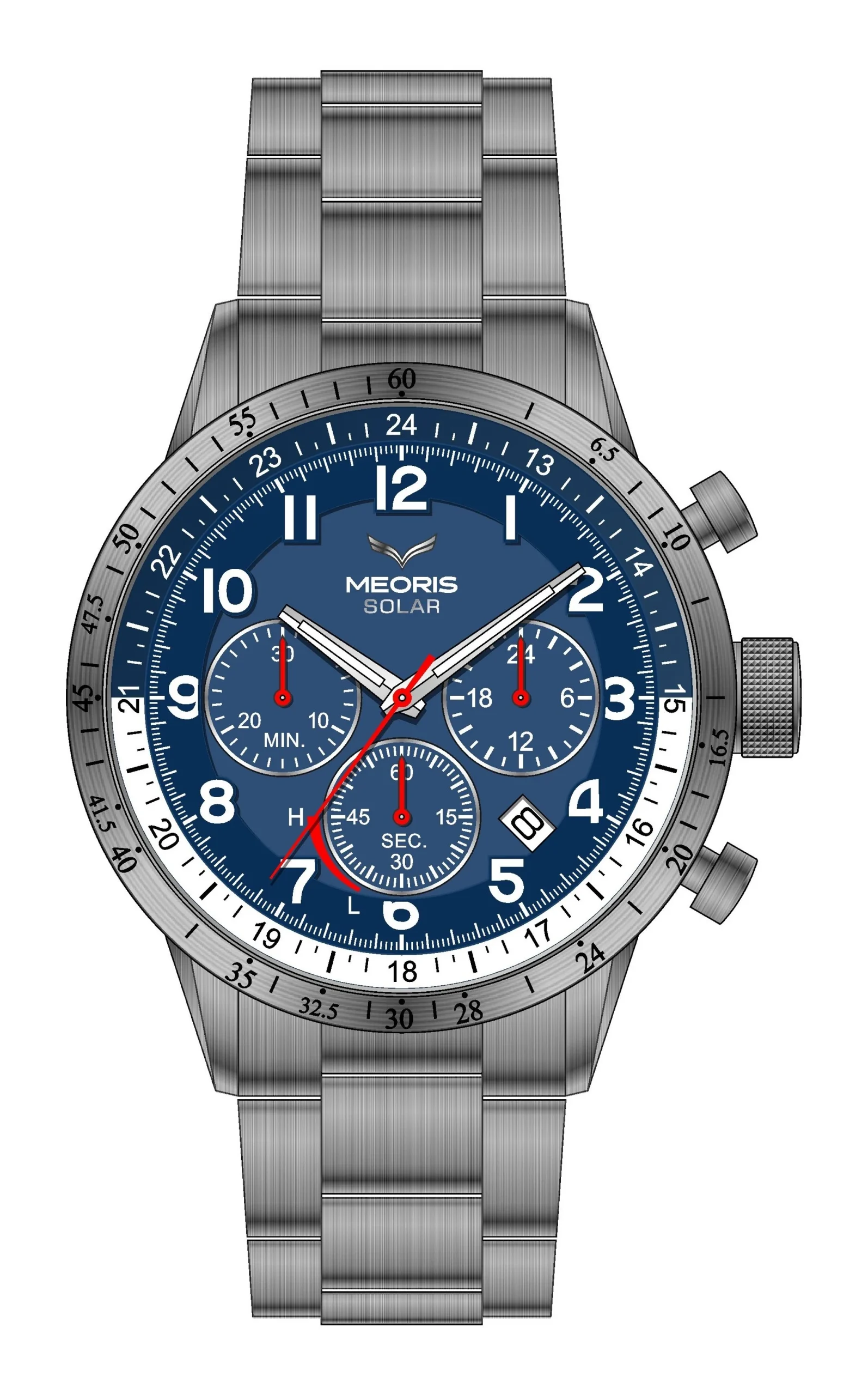 Hodinky Meoris SOLAR CHRONOGRAF SUPERTITANIUM BLU