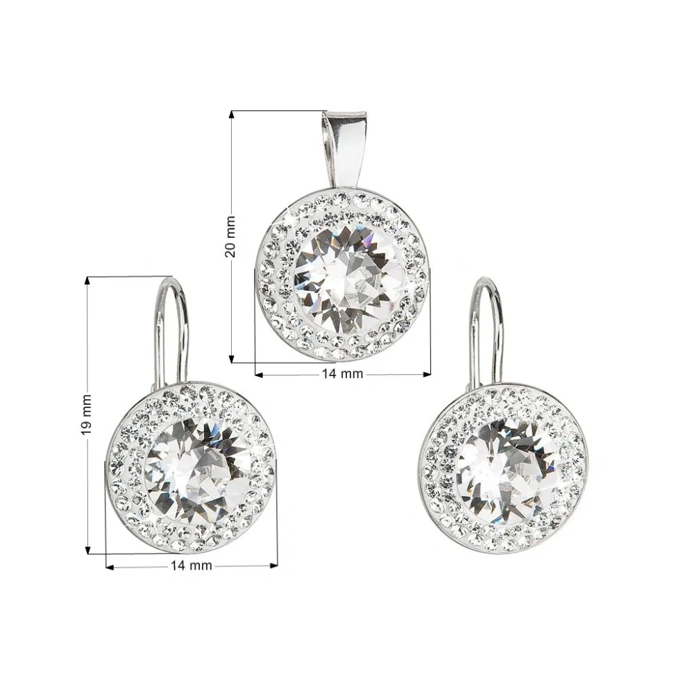 Sada šperků s krystaly Swarovski náušnice a přívěsek bílé kulaté 39107.1