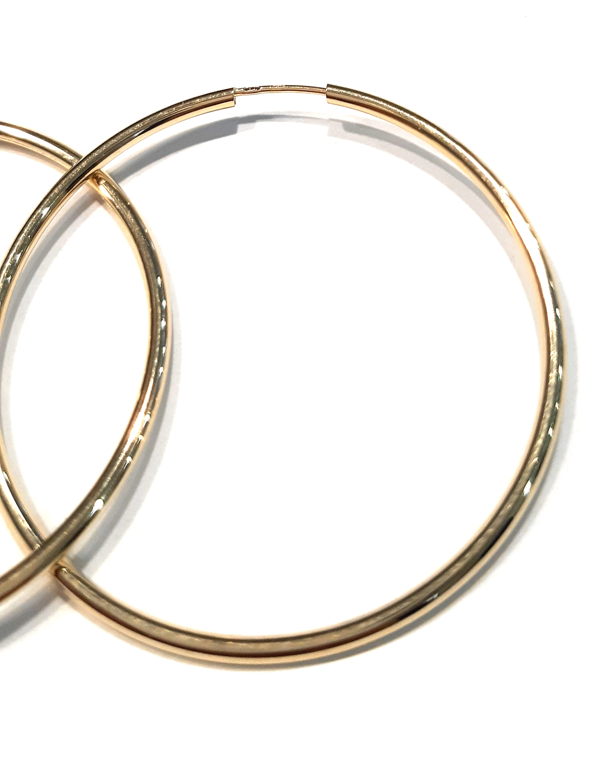 zlaté náušnice kruhy průměr 48 mm