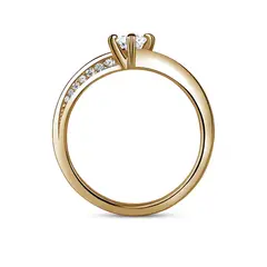 Freya Side Stones | Zásnubní prsten se středovým kamenem 0.25ct, žluté zlato, s diamanty