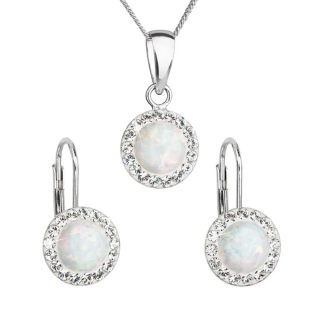 sada bohatě zdobených šperků sada obsahuje kulaté visací náušnice a přívěsek šperky jsou zdobeny kulatými Swarovski krystaly Swarovski krystaly jsou v různých barvách  délka náušnice je 24 mm  zapínání náušnic na klapku  délka přívěsku je 21 mm hmotnost š